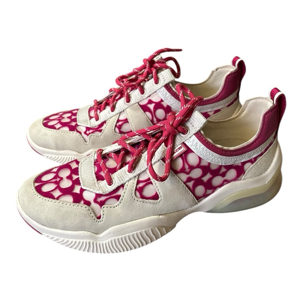 Coach CitySole Runner 7.5 B White Pink Hyacinth C Logo Sneaker (Wore Once) $228